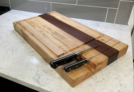 Custom Made Cutting Board With Knife Storage.