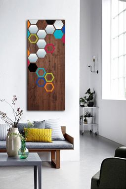 Custom Made Mod Honeycomb 48x20 - Wood Wall Art, Modern Art, Metal Art, Original Art, Abstract Art
