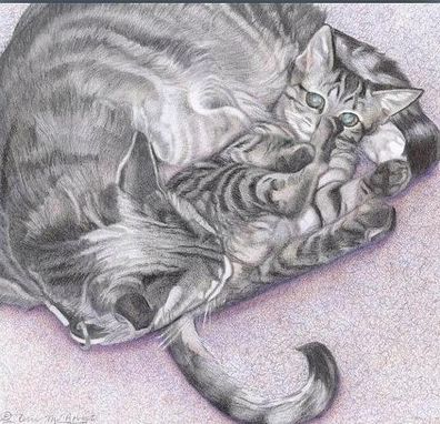 Custom Made The Godchild (Cat Portrait) Drawing - Fine Art Print On Paper (8