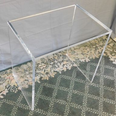 Custom Made Acrylic Side / End Table - Slab Leg, Simple Design - Hand Crafted, Made To Order