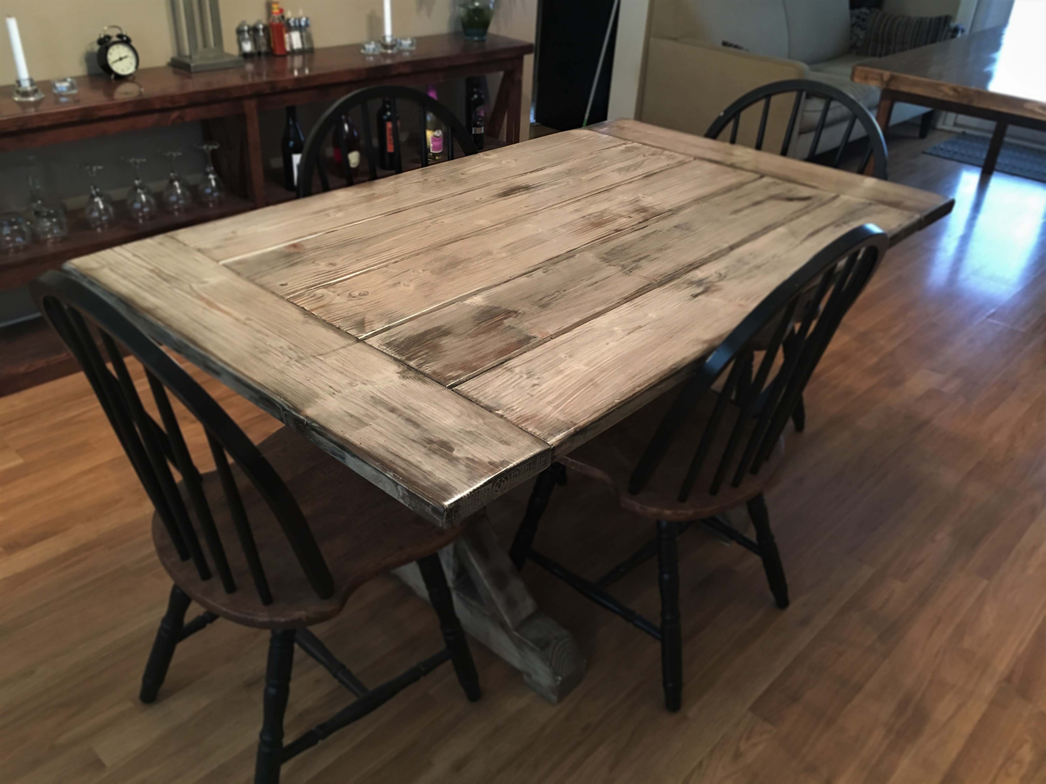 Custom Distressed Farmhouse Table Trestle Wood Indoor ...