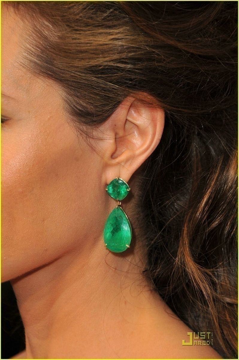 Hand Made Emerald Green Earrings Large Inspired Custom Made Emerald Green Earrings Large Inspired By Angelina Jolie