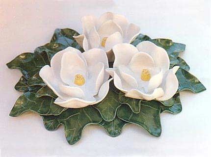 Custom Made Three Magnolia Flower Centerpiece