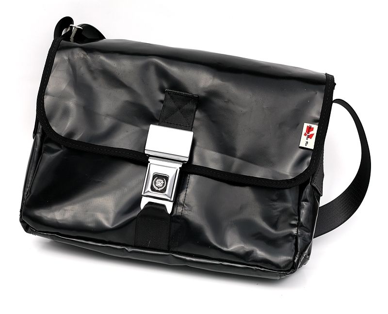Custom Laptop Bag Made From Reclaimed Truck Tarp by mariclaro sustainable designs | www.semashow.com
