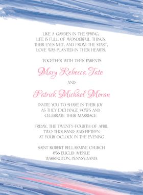Custom Made Watercolor Wedding Invitation Suite -- Invite, Response Card + Reception Card