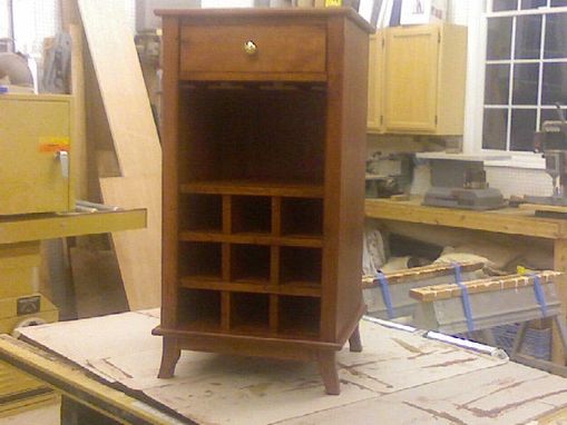 Custom Made Cherry Wine Cabinet With Glass Storage