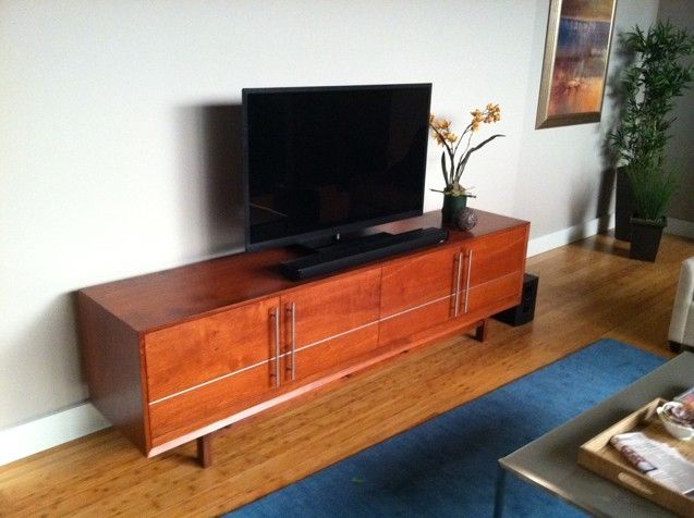 Custom Modern Credenza With Metal Inlay by Brisson Woodworking ...