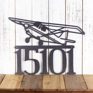 Custom Made Airplane House Number Metal Sign, Aviation, Metal Wall Art, Pilot Gift, Address Sign, Address Plaque