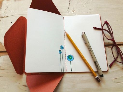 Custom Made Abstract Flower Hand Illustrated Postal Notebook