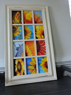 Custom Made Sunflower Theme Decoupage Glass Panel Wall Hanging