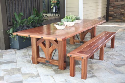 Custom Made Solid Sapele Dining Table And Bench