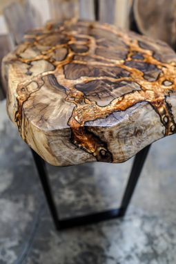 Custom Made Fractal River Console Table - Live Edge - Epoxy River - Fractal Burning - River Table