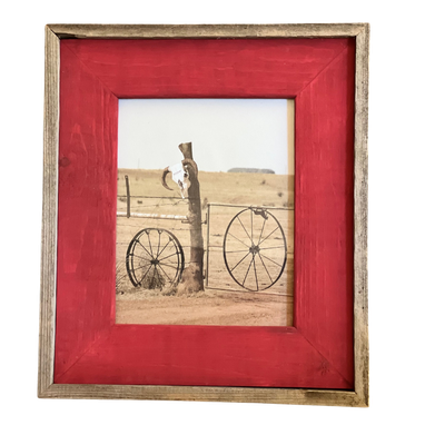 Custom Made Barn Red Inset, Rustic Weathered Edge, 3.0" Wide, Barnwood Photo Frame
