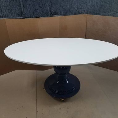 Custom Made Modern Oval Solid Wood Banquette Dining  Table