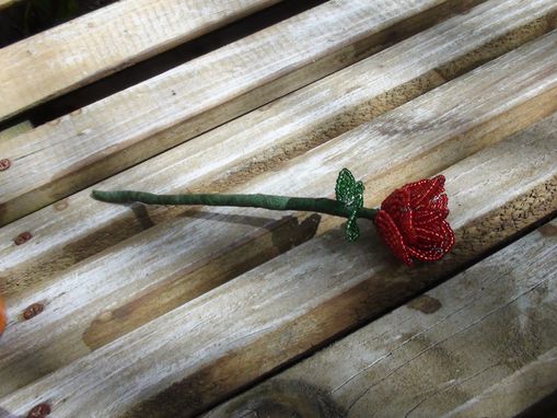 Custom Made Beaded Rose, Long Stem Rose, Forever Flower