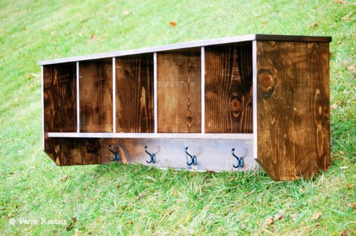 Custom Made Rustic Farmhouse Oversized Entryway Wall Shelf With Coat Hangers And Cubicles