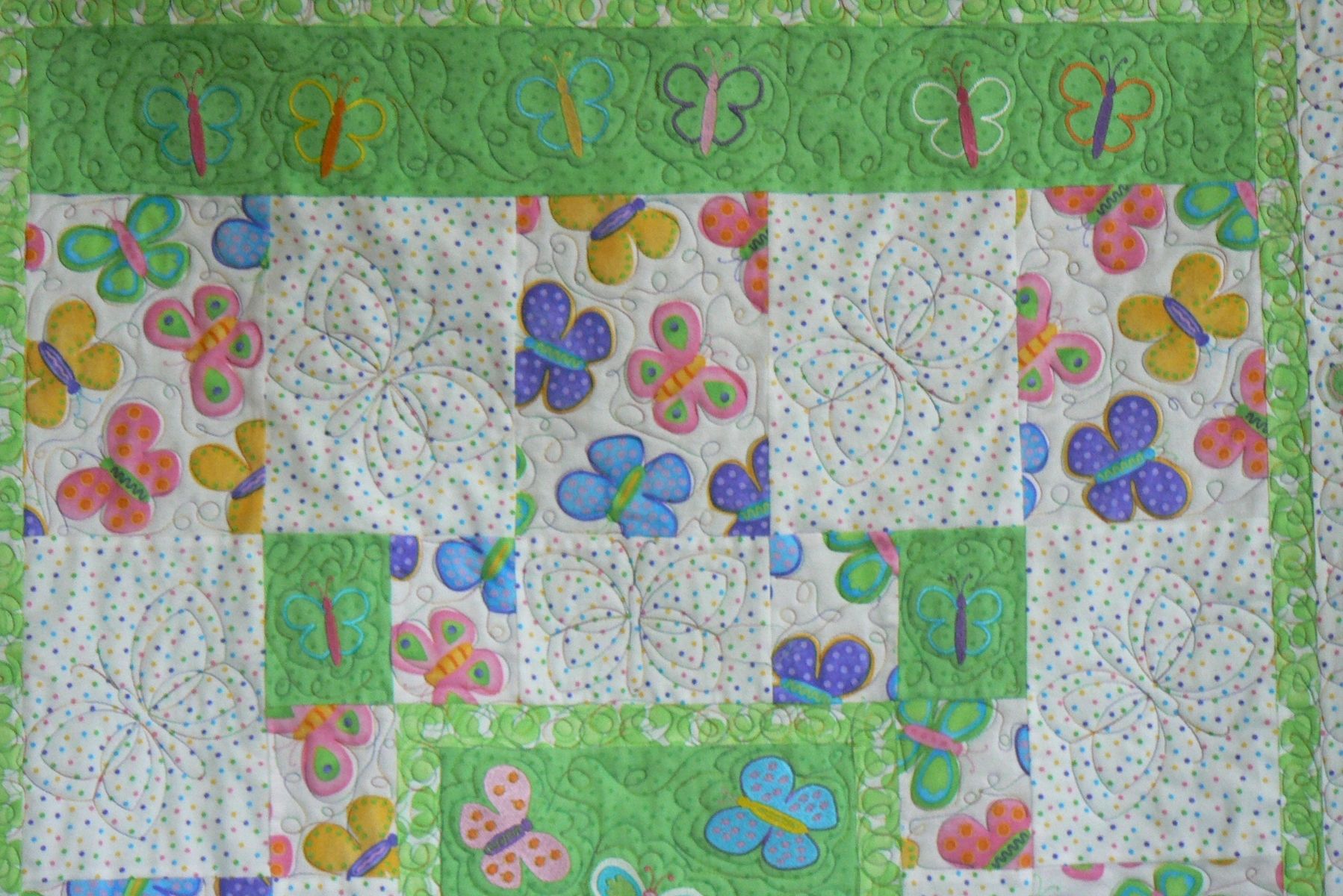 Handmade Custom Baby Butterfly Quilt by Arlene's Quilts and Embroidered