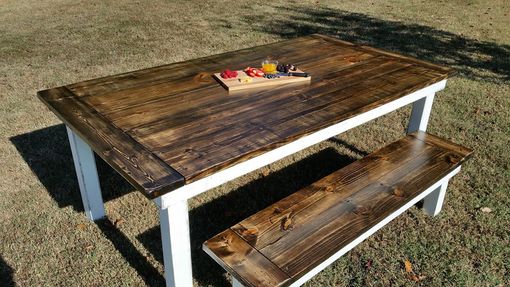 Custom Made Colonial Style Farmhouse Table And Bench