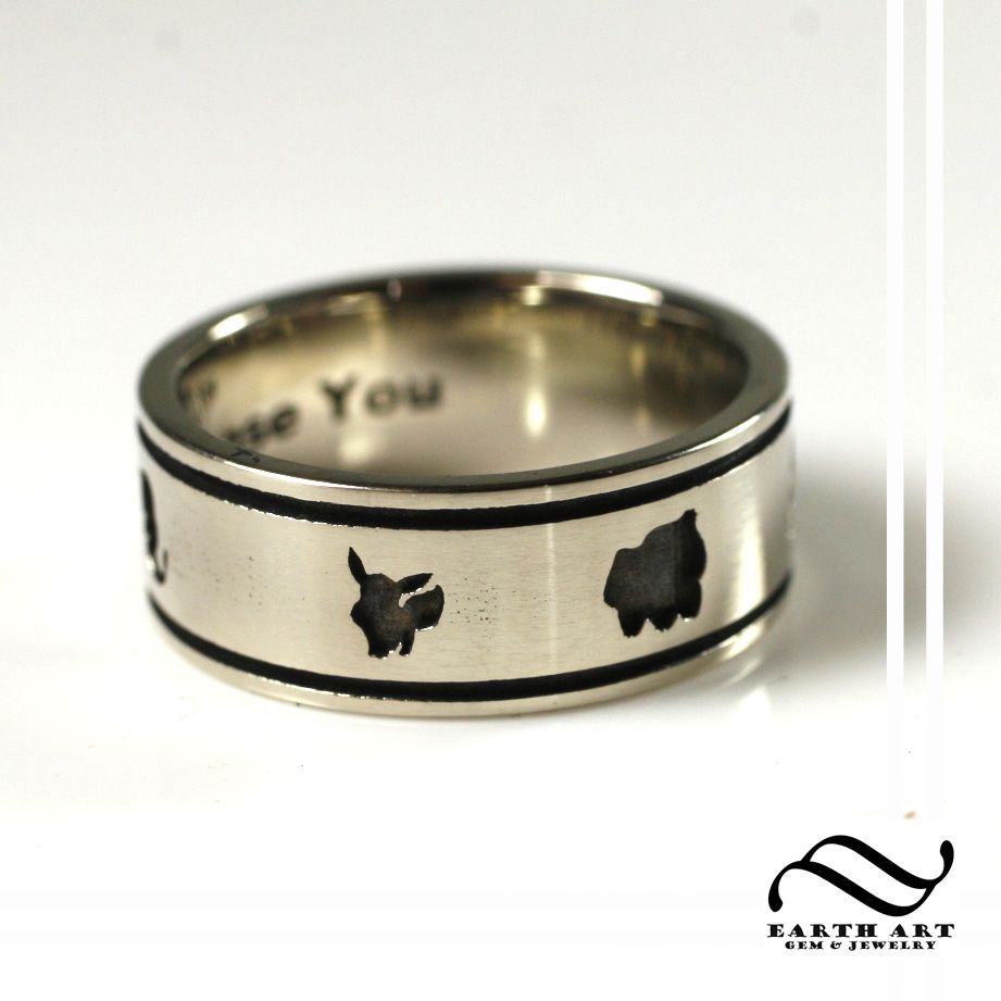 Sterling Silver Rings Custom Engraved Personalized Custommade Custom Pokemon Wedding Band By Austin Moore