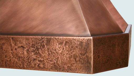 Custom Made Copper Range Hood With Reverse Hammered Band