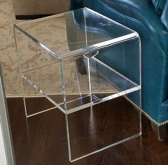 Color Acrylic Waterfall Side Table with Shelf