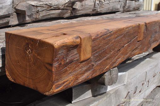 Custom Made Hand Hewn Oak Fireplace Mantel With 3 Fills