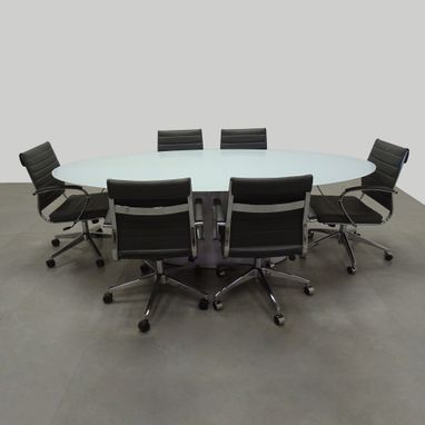 Custom Made Oval Shape Custom Conference Table, Tempered Glass Top - Omaha Meeting Table