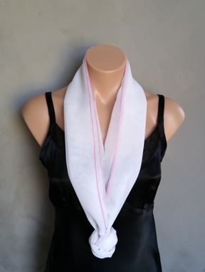 Custom Made White Chiffon Scarf With Pink Edging