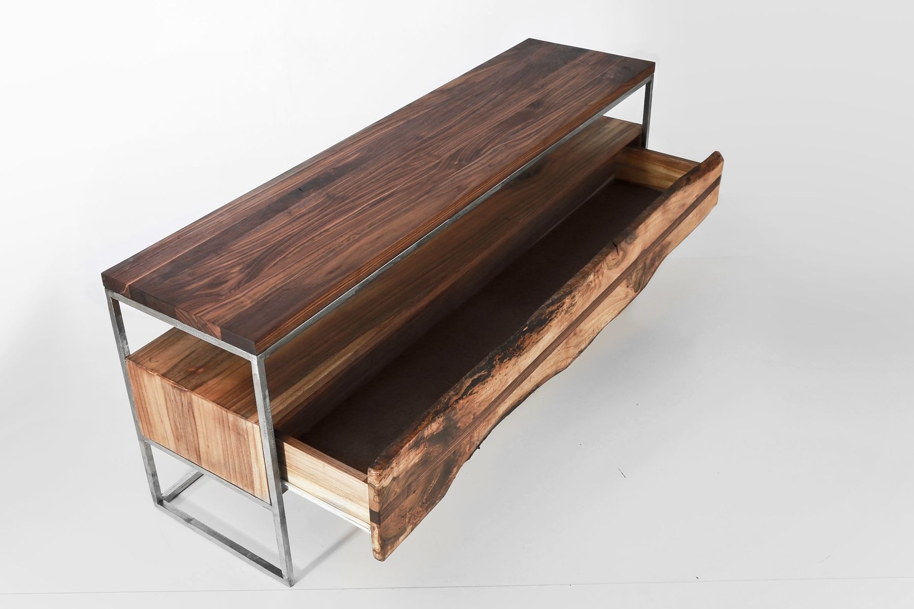 Hand Crafted Flitch Media Console/ Tv Stand Industrial Rustic by Anton