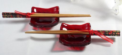 Custom Made Red Koi Glass Sushi Set For Two