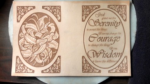 Custom Made Leather Aa Big Book Cover With Serenity Prayer And Lillies