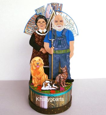 Custom Made American Gothic Wedding Anniversary Cake Topper