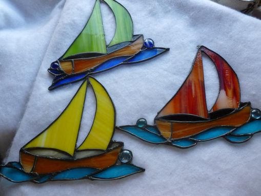 Custom Made Stained Glass Sailboat Light Catcher