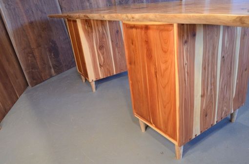 Custom Made 7' Maple Crotch Desk With Aromatic Cedar Drawers And Ebony Pulls