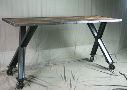 Custom Made Reclaimed Wood Dining Table. Modern Office Furniture. Wood Desk. Architectural Desk.