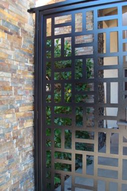 Custom Made Contemporary Metal Dual Entry Gate Modern Pedestrian Walk Custom Iron Garden