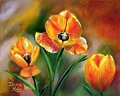 Custom Made Three Tulips - Oil Painting (Sold)