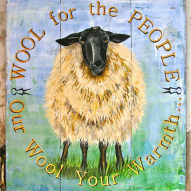 Custom Made Sheep Acrylic Painting On Repurposed Wood Panels