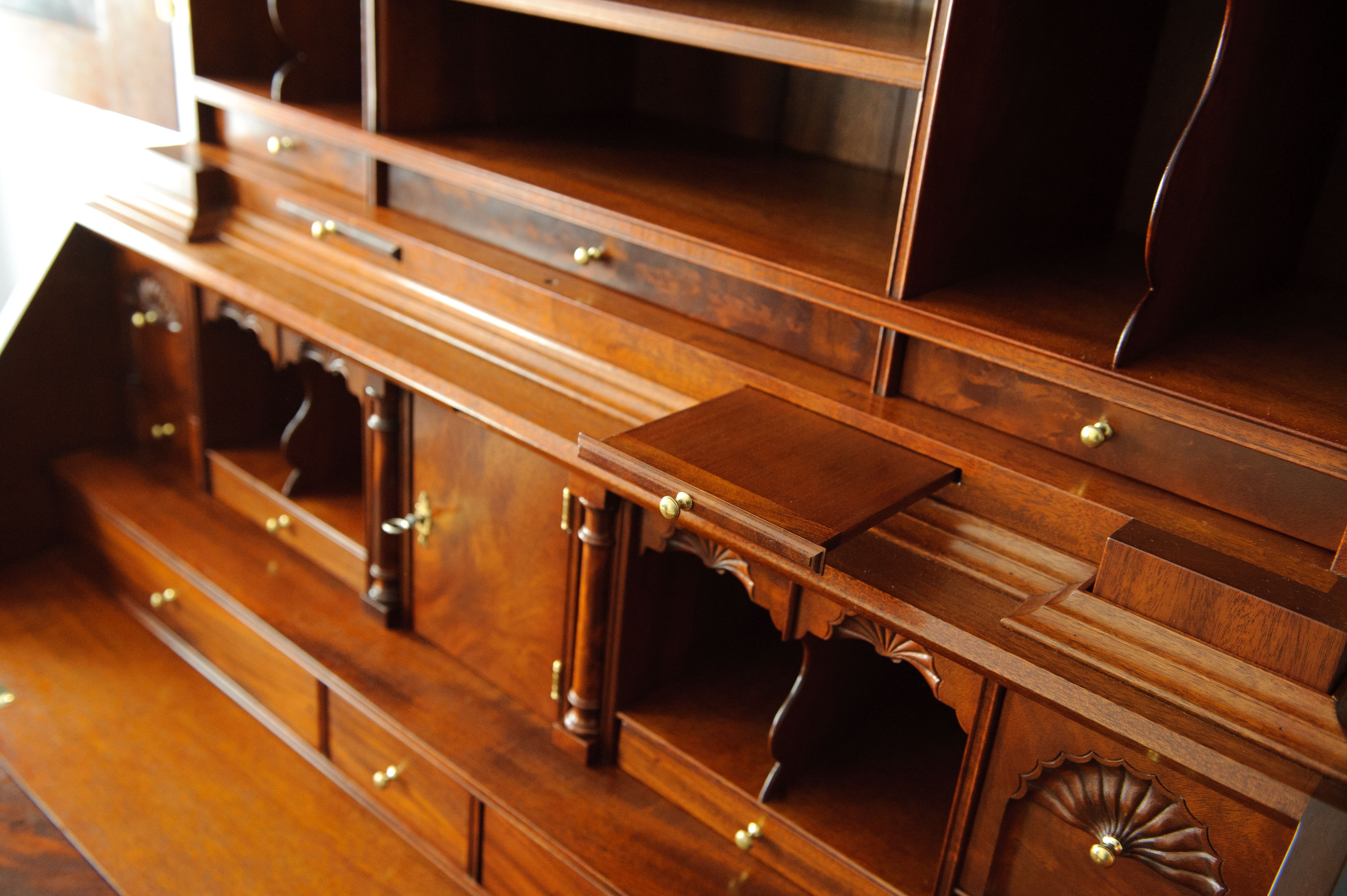 Buy Hand Made Secretary Desk, Upper Bookcase, Solid Mahogany, made to