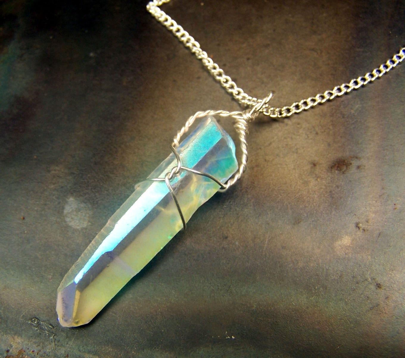 Hand Crafted Angel Aura Wire Wrap Crystal - - Wire Wrap - Sterling ...