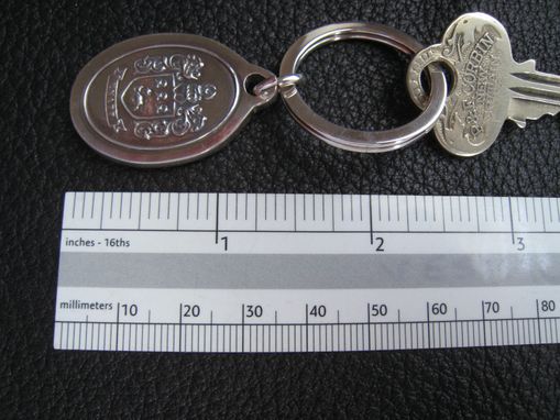 Custom Made Keychains Key Fob Key Ring With Family Crest Coat Of Arms  In Sterling Silver Custom