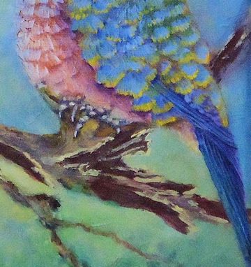 Custom Made Bird Painting, Wildlife Painting: Fantasy Bird Looking At An Inchworm, Acrylic On Canvas