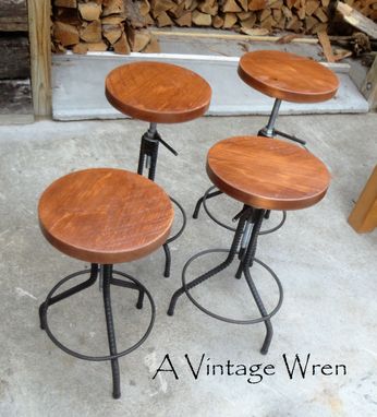 Custom Made Industrial Style Stools/Adjustable Height Stools/Counter Height Stools/Urban Loft