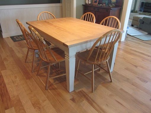 Custom Made Hickory Topped Farmhouse Dining Table