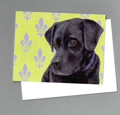 Custom Made Black Lab Note Cards - 4 Pack - Labrador Retriever Cards - Dog Art Note Cards