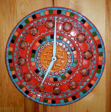 Custom Made Red & Turquoise Celtic Clock