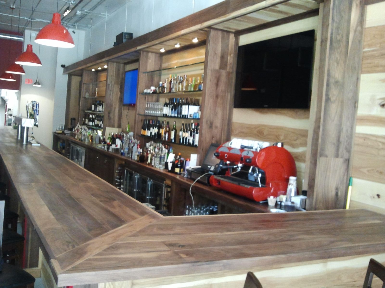 Custom Bar Made From Hickory And Walnut by Baltic Woodsmith