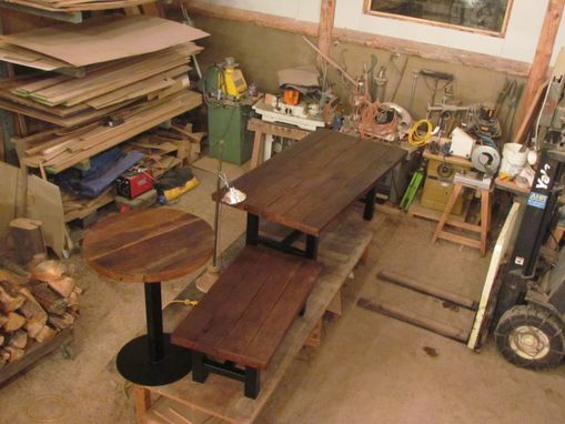 Custom Made Reclaimed Oak And Powder Coated Steel Tables