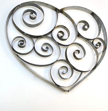 Custom Made Wine Barrel Ring Heart With Swirls - Tresna - Made From Retired California Wine Barrel Rings