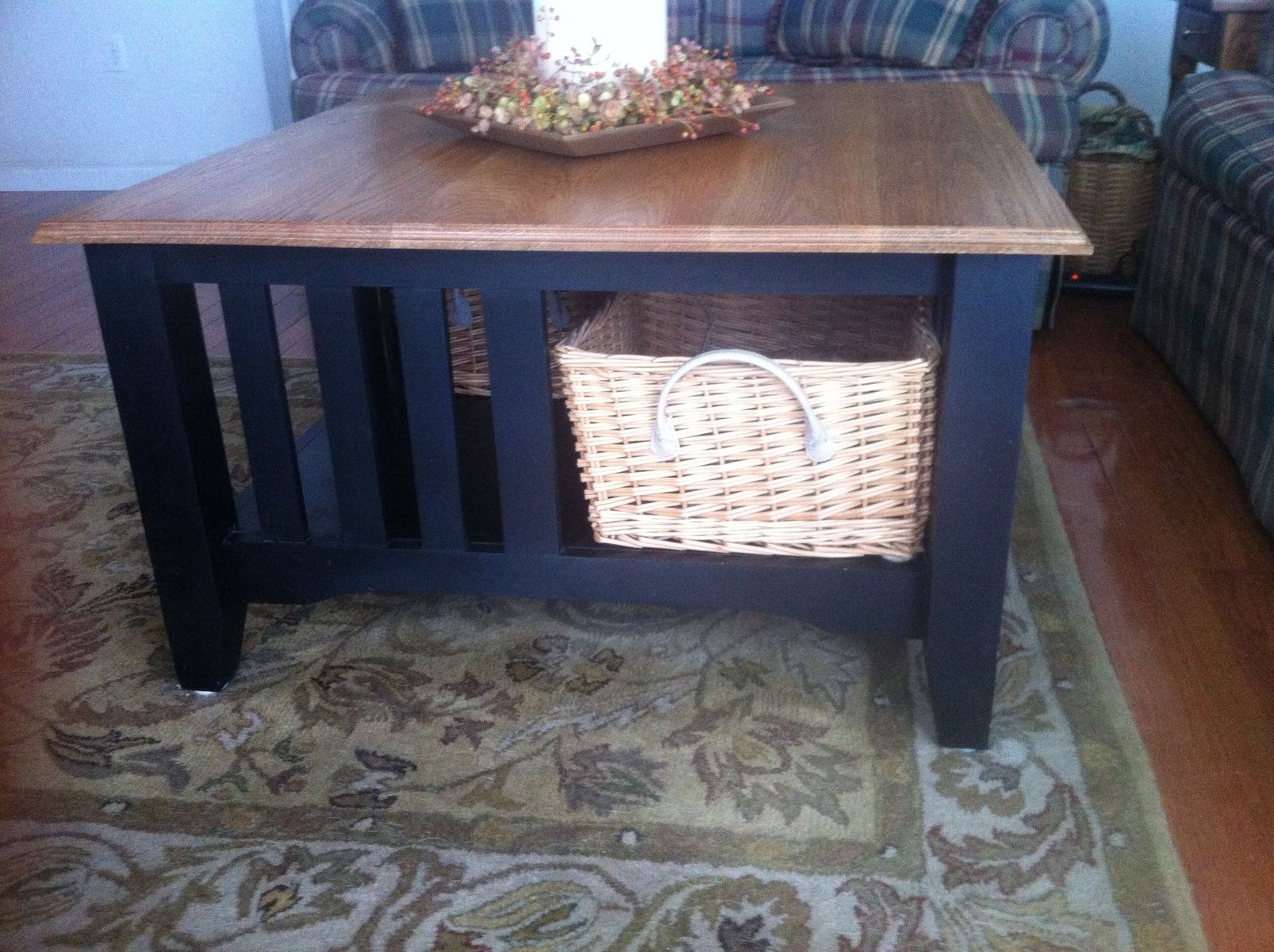 Hand Made Black And Stained Coffee Table by Mountain Made Woodworking